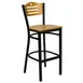 Flash Furniture XU-DG-6H3B-SLAT-BAR-NATW-GG Hercules Series Wood Back Restaurant Bar Stool with Natural Finish Plywood Seat and Footrest 1 image