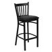Flash Furniture XU-DG-6R6B-VRT-BAR-BLKV-GG Hercules Series Black Vinyl Upholstered Restaurant Bar Stool with Metal Slat Back 1 image