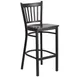 Flash Furniture XU-DG-6R6B-VRT-BAR-WALW-GG Hercules Series Restaurant Bar Stool, Metal Slat Back, Walnut Finish Wood Seat, Black Powder Coated Steel Frame 1 image