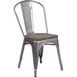 Flash Furniture XU-DG-TP001-WD-GG Stacking Side Chair, 500 lb, Metal Back, Wood Seat, Distressed Silver Finish 1 image