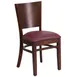 Flash Furniture XU-DG-W0094B-WAL-BURV-GG Lacey Series Restaurant Chair, Solid Wood Back, Burgundy Vinyl Upholstered Seat, Walnut Finish 1 image