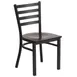Flash Furniture XU-DG694BLAD-WALW-GG Hercules Series Restaurant Chair, Metal Ladder Back, Walnut Finish Wood Seat, Black Powder Coated Steel Frame 1 image