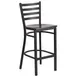 Flash Furniture XU-DG697BLAD-BAR-WALW-GG Hercules Series Restaurant Bar Stool, Metal Ladder Back, Walnut Finish Wood Seat, Black Powder Coated Steel Frame 1 image