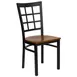 Flash Furniture XU-DG6Q3BWIN-CHYW-GG Hercules Series Metal Grid Back Restaurant Chair, Cherry Finish Wood Seat, Black Powder Coated Steel Frame 1 image