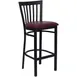 Flash Furniture XU-DG6R8BSCH-BAR-BURV-GG Hercules Series Restaurant Bar Stool, Metal Slat Back, Burgundy Vinyl Seat, 18 Gauge Steel Frame 1 image