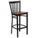 Flash Furniture XU-DG6R8BSCH-BAR-CHYW-GG Hercules Series Metal Back Armless Restaurant Bar Stool, Cherry Finish Plywood Seat, Black Powder Coated Steel Frame 1 image