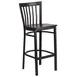 Flash Furniture XU-DG6R8BSCH-BAR-WALW-GG Hercules Series Restaurant Bar Stool, Metal Slat Back, Walnut Finish Plywood Seat, Black Powder Coated Steel Frame 1 image