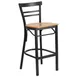 Flash Furniture XU-DG6R9BLAD-BAR-NATW-GG Hercules Series Restaurant Bar Stool, Metal Ladder Back, Natural Finish Plywood Seat, Black Powder Coated Frame 1 image