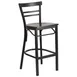 Flash Furniture XU-DG6R9BLAD-BAR-WALW-GG Hercules Series Restaurant Bar Stool, Metal Ladder Back, Walnut Finish Wood Seat, Black Powder Coated Steel Frame 1 image