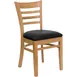 Flash Furniture XU-DGW0005LAD-NAT-BLKV-GG Hercules Series Restaurant Chair, Wood Ladder Back, Black Vinyl Seat, Natural Finish, 2.5in Thick Foam 1 image