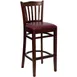 Flash Furniture XU-DGW0008BARVRT-MAH-BURV-GG Hercules Series Bar Stool, Wood Slat Back, Burgundy Vinyl Seat, Mahogany Finish, 2.5in Thick Foam 1 image