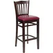 Flash Furniture XU-DGW0008BARVRT-WAL-BURV-GG Hercules Series Bar Stool, Walnut Finish, Burgundy Vinyl Seat, Wood Slat Back 1 image
