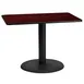 Flash Furniture XU-MAHTB-2442-TR24-GG 42" Rectangular Dining Table, Mahogany Laminate, Black PVC Edge, 24" Round Base 1 image