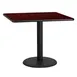 Flash Furniture XU-MAHTB-3636-TR24-GG 36x36 Square Mahogany Laminate Dining Table, 31-1/8H, Pedestal Base, Black PVC Edge 1 image