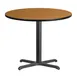 Flash Furniture XU-RD-36-NATTB-T3030-GG 36" Round Pedestal Dining Table, Natural Laminate, Black PVC Edge, 30" Column 1 image