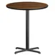 Flash Furniture XU-RD-36-WALTB-T3030B-GG 36" Round Walnut Laminate Bar Height Table, 43-1/8"H, MDF Top, Black PVC Edge, Four Point X-Base 1 image