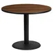 Flash Furniture XU-RD-36-WALTB-TR24-GG 36" Round Pedestal Dining Table, Walnut Laminate, Black PVC Edge, 30" Column 1 image