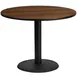 Flash Furniture XU-RD-42-WALTB-TR24-GG 42" Round Pedestal Dining Table, Walnut Laminate, Black PVC Edge, 30" Column 1 image