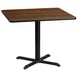 Flash Furniture XU-WALTB-3636-T3030-GG 36x36 Walnut Laminate Dining Table, 31-1/8H, MDF Top, Black PVC Edge, 30x30 X-Base 1 image
