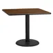 Flash Furniture XU-WALTB-3636-TR24-GG 36x36 Walnut Laminate Square Dining Table, 31-1/8H, Pedestal Base, Black PVC Edge 1 image