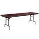 Flash Furniture YT-3096-MEL-WAL-GG Folding Table, 96"W x 30"D x 30"H, Melamine Laminate Mahogany Top, 10 Adults, Rectangular, Brown Steel Pedestal Legs 1 image