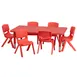 Flash Furniture YU-YCX-0013-2-RECT-TBL-RED-E-GG Preschool Activity Table Set, 48x24, Red, Adjustable Height, 220 lb, 6 Chairs 1 image