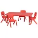 Flash Furniture YU-YCX-0013-2-RECT-TBL-RED-R-GG Preschool Activity Table Set, 48x24, Red, Adjustable Height, 220 lb. Capacity 1 image