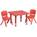 Flash Furniture YU-YCX-0023-2-SQR-TBL-RED-R-GG Preschool Activity Table Set, 24" Square, Red, 220 lb. Capacity, Plastic Top, Adjustable Height 1 image