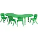 Flash Furniture YU-YCX-0043-2-MOON-TBL-GREEN-E-GG Preschool Activity Table Set, 35x65, Adjustable Height 14.5-23.75, 220 lb, Green Plastic Top, 4 Stacking Chairs 1 image