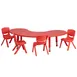 Flash Furniture YU-YCX-0043-2-MOON-TBL-RED-E-GG Preschool Activity Table Set, 35x65, Red Plastic Top, Adjustable 14.5-23.75in Height, 220 lb Capacity 1 image
