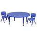 Flash Furniture YU-YCX-0053-2-ROUND-TBL-BLUE-R-GG Preschool Activity Table Set, 45" Round, Adjustable Height, Blue Plastic Top, 220 lb Capacity, 2 Stacking Chairs 1 image
