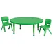 Flash Furniture YU-YCX-0053-2-ROUND-TBL-GREEN-R-GG Preschool Activity Table Set, 45" Round, Adjustable Height, 220 lb, Green Plastic Top 1 image