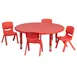Flash Furniture YU-YCX-0053-2-ROUND-TBL-RED-E-GG Preschool Activity Table Set, 45" Round, Adjustable Height, Red Plastic Top, 220 lb Capacity, 4 Stacking Chairs 1 image