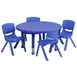 Flash Furniture YU-YCX-0073-2-ROUND-TBL-BLUE-E-GG Preschool Activity Table Set, 33" Round, Adjustable 14.5-23.75" Height, Blue Plastic Top, 220 lb Capacity, 4 Stacking Chairs 1 image