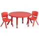 Flash Furniture YU-YCX-0073-2-ROUND-TBL-RED-R-GG Preschool Activity Table Set, 33" Round, Adjustable 14.5-23.75" Height, Red Plastic Top, 220 lb Capacity, 2 Stacking Chairs 1 image
