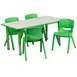 Flash Furniture YU-YCY-060-0034-RECT-TBL-GREEN-GG Preschool Activity Table Set, 47x24 Rectangular, Adjustable 15-24 Height, 220 lb Capacity, Laminate Top, 4 Stacking Chairs 1 image