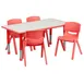 Flash Furniture YU-YCY-060-0034-RECT-TBL-RED-GG Preschool Activity Table Set, 47.25"W x 23.625"D, Red/Grey, 220 lb. Capacity, Laminate Top 1 image
