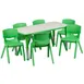 Flash Furniture YU-YCY-060-0036-RECT-TBL-GREEN-GG Preschool Activity Table Set, 47.25"W x 23.625"D, 220 lbs, Green/Grey, Adjustable Height 1 image