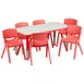 Flash Furniture YU-YCY-060-0036-RECT-TBL-RED-GG Preschool Activity Table Set, 47x24 Rectangular, Adjustable Height 14.5-23.75, Red/Grey, 220 lb Capacity 1 image