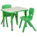 Flash Furniture YU-YCY-098-0032-RECT-TBL-GREEN-GG Preschool Activity Table Set, 26x22, Adjustable Height, 220 lb Capacity, Laminate Top, Green 1 image