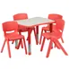 Flash Furniture YU-YCY-098-0034-RECT-TBL-RED-GG Preschool Activity Table Set, 26.6W x 21.9D, Red/Grey, 220 lb Capacity 1 image