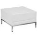 Flash Furniture ZB-IMAG-OTTOMAN-WH-GG Hercules Imagination Series Ottoman, 28"W x 28"D x 17"H, White LeatherSoft, Tufted, Stainless Steel Legs 1 image