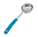 Vollrath 62175 Spoodle 6 Oz Perforated Stainless Spoon Teal Grip ’N Serv Handle, 13-13/16" Length 1 image