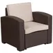 Flash Furniture DAD-SF1-1-GG Outdoor Lounge Chair, 32.75"W x 28"D x 32"H, Faux Rattan, Beige Cushion, Chocolate Brown 1 image