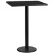 Flash Furniture XU-BLKTB-2424-TR18B-GG 24" Square Black Laminate Bar Height Table, 43-1/8"H, MDF Top, Black PVC Edge, 18" Round Base 1 image