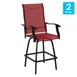 Flash Furniture 2-ET-SWVLPTO-30-RD-GG Patio Swivel Bar Stool Set of 2, 300 lb. Capacity, Red Textilene Sling, Black Galvanized Steel Frame 1 image