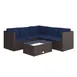 Flash Furniture BN-WS404-NV-BR-GG L-Shaped Sectional Sofa Set with Coffee Table, Navy Cushions, Brown Rattan Frame, Rectangular Table 1 image