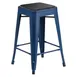 Flash Furniture ET-BT3503-24-AB-PL2B-GG Kai Stool, 24"H, 500 lbs, Backless, Distressed Antique Blue Metal with Black Polystyrene Seat 1 image