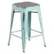 Flash Furniture ET-BT3503-24-DB-PL2G-GG Kai Stool, 24"H, 500 lbs, Backless, Distressed Green-Blue Metal Frame with Gray Polystyrene Seat 1 image