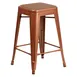 Flash Furniture ET-BT3503-24-POC-PL2T-GG Kai Stool, 24"H, 500 lbs, Backless, Copper Kelly Blue-Teal Metal Frame 1 image